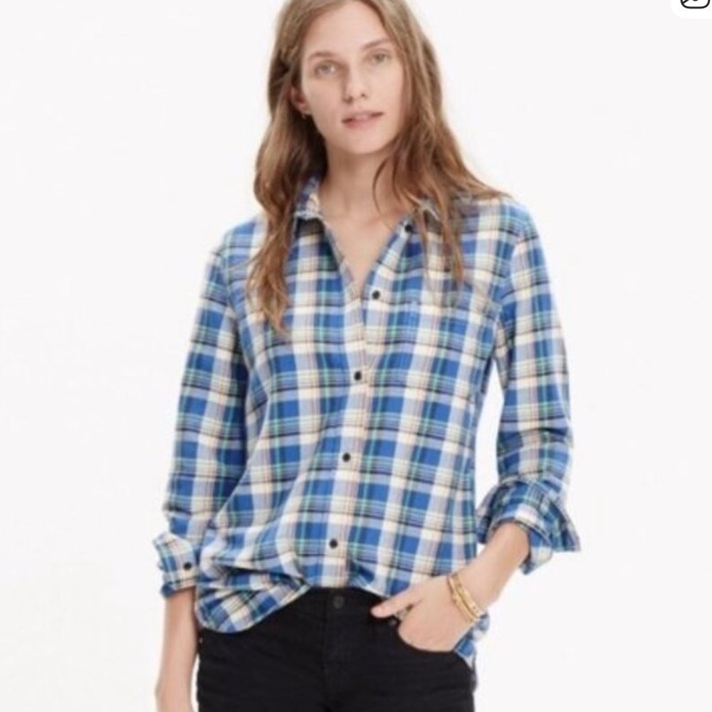 Madewell Slim Boyfriend Flannel Button Down Shirt Plaid Women’s Size Medium